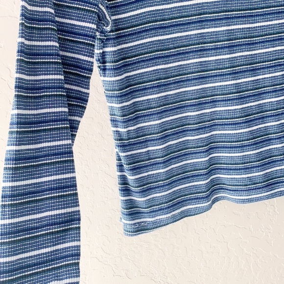 Vintage Faded Glory Striped Ribbed Knit V Neck Tee - Picture 4 of 8